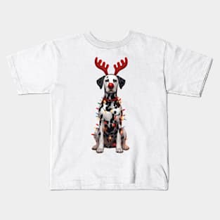 Christmas Red Nose Dalmatian Dog Kids T-Shirt